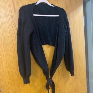 Amazon basic cropped wrap sweater with tie